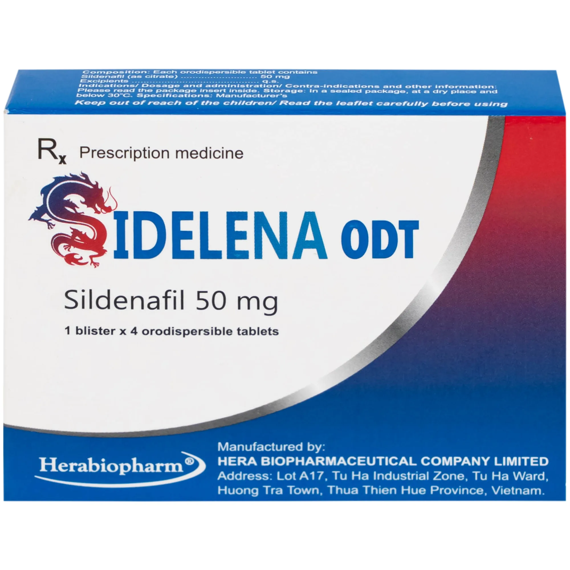 Hình ảnh Thuốc Sidelena ODT 50mg Herabiopharm điều trị rối loạn chức năng cương dương ở nam giới (1 vỉ x 4 viên)