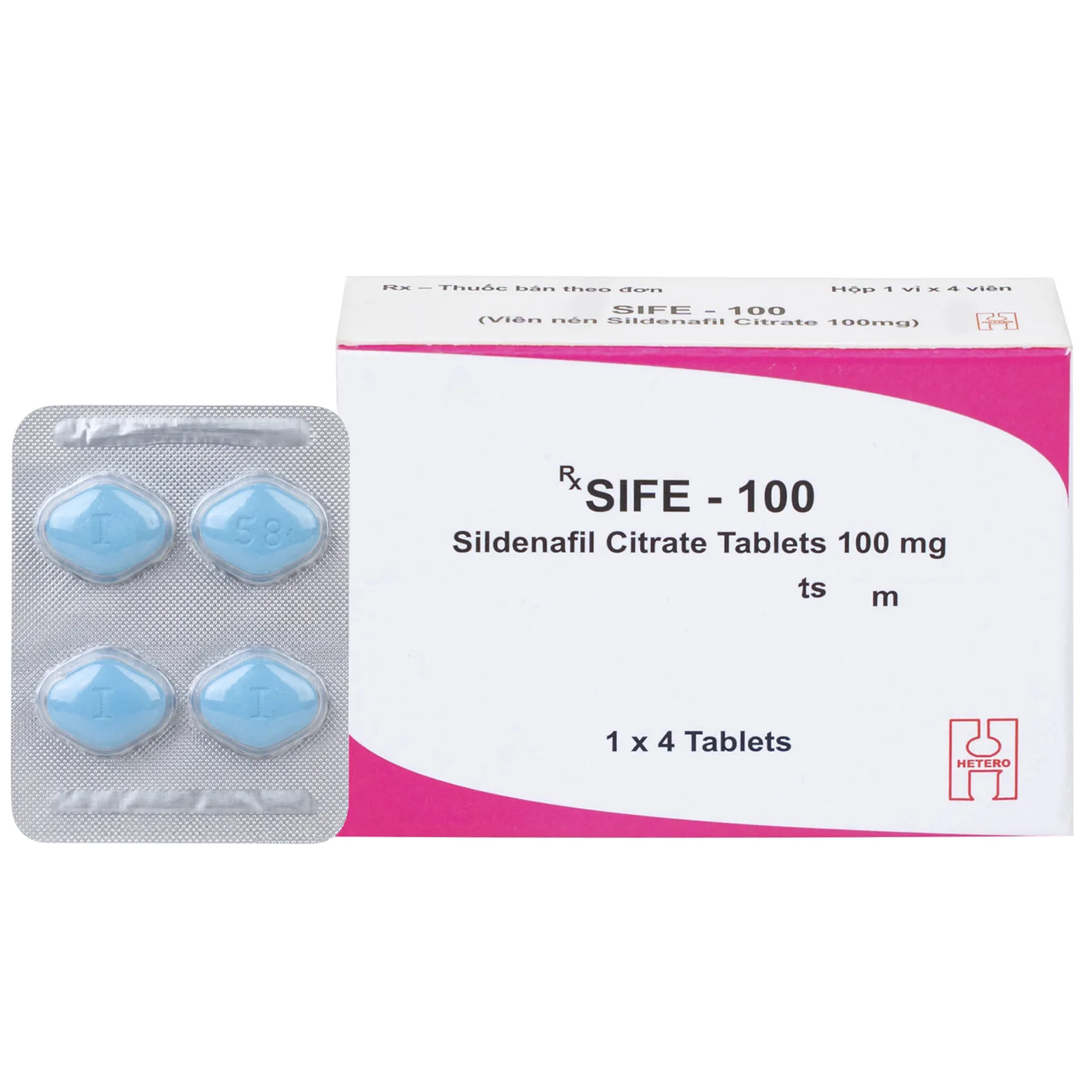 Hình ảnh Thuốc Sife-100mg Hetero điều trị rối loạn chức năng cương dương ở nam giới (5 hộp x 4 viên)