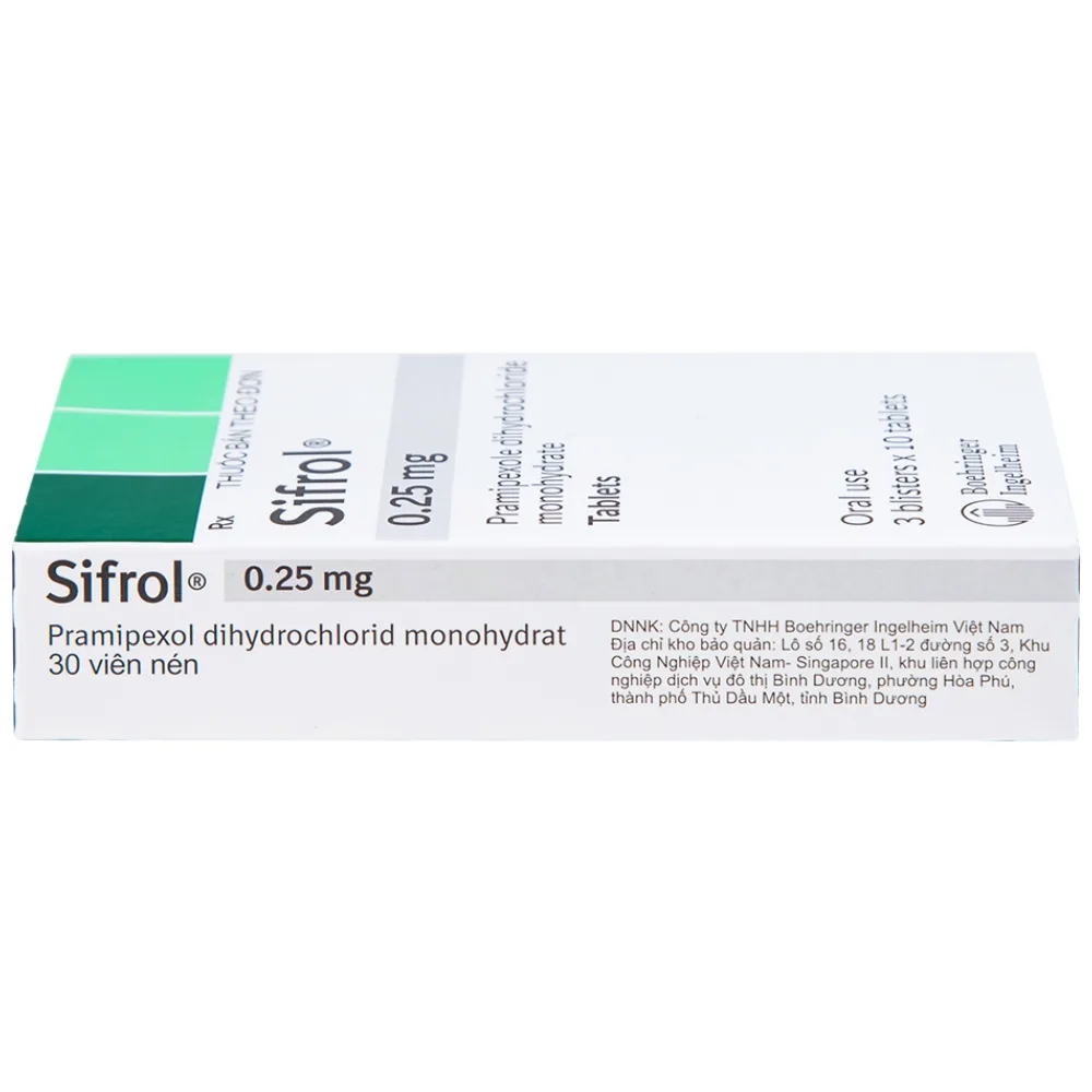 Hình ảnh Thuốc Sifrol 0.25mg Boehringer điều trị bệnh parkinson (3 vỉ x 10 viên)
