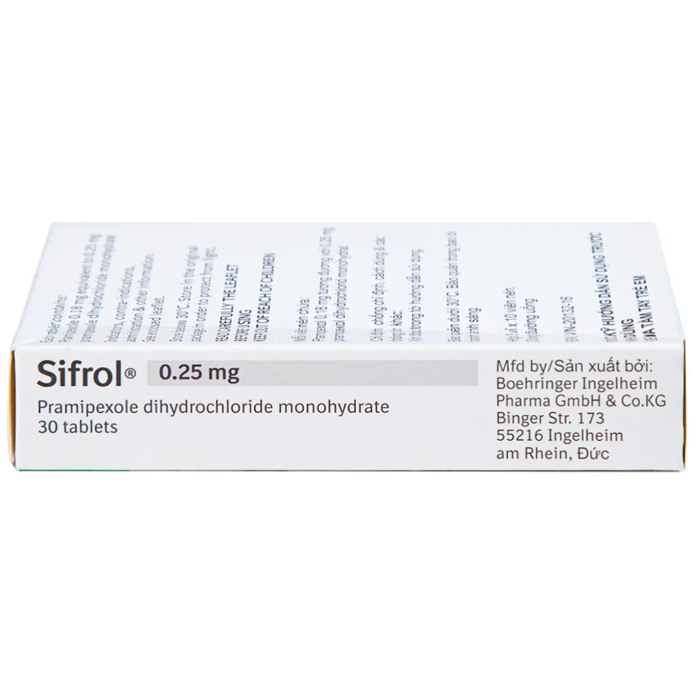Hình ảnh Thuốc Sifrol 0.25mg Boehringer điều trị bệnh parkinson (3 vỉ x 10 viên)