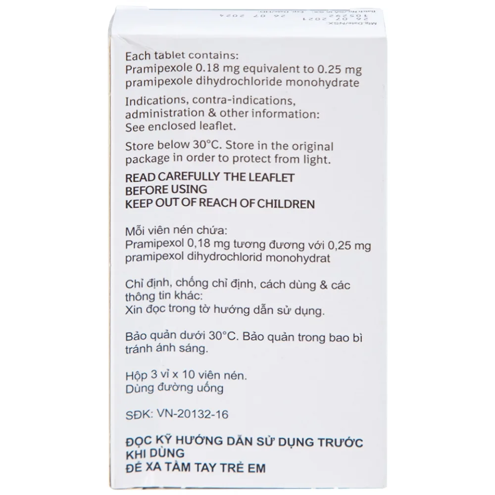 Hình ảnh Thuốc Sifrol 0.25mg Boehringer điều trị bệnh parkinson (3 vỉ x 10 viên)