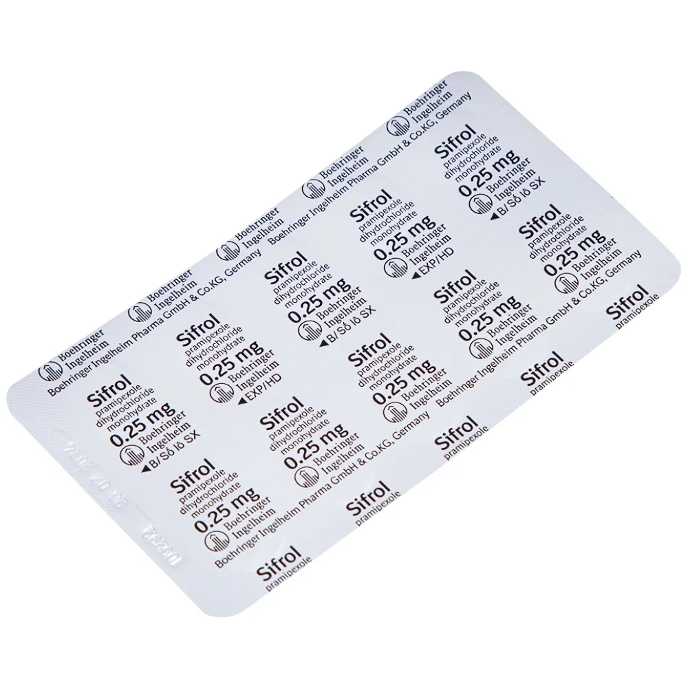 Hình ảnh Thuốc Sifrol 0.25mg Boehringer điều trị bệnh parkinson (3 vỉ x 10 viên)
