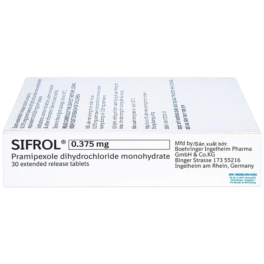 Hình ảnh Thuốc Sifrol 0.375mg Boehringer điều trị bệnh parkinson (3 vỉ x 10 viên)