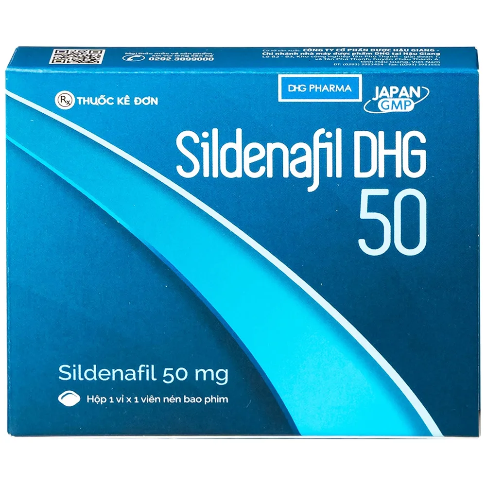 Hình ảnh Thuốc Sildenafil 50 DHG điều trị các tình trạng rối loạn cương dương (1 vỉ x 1 viên)