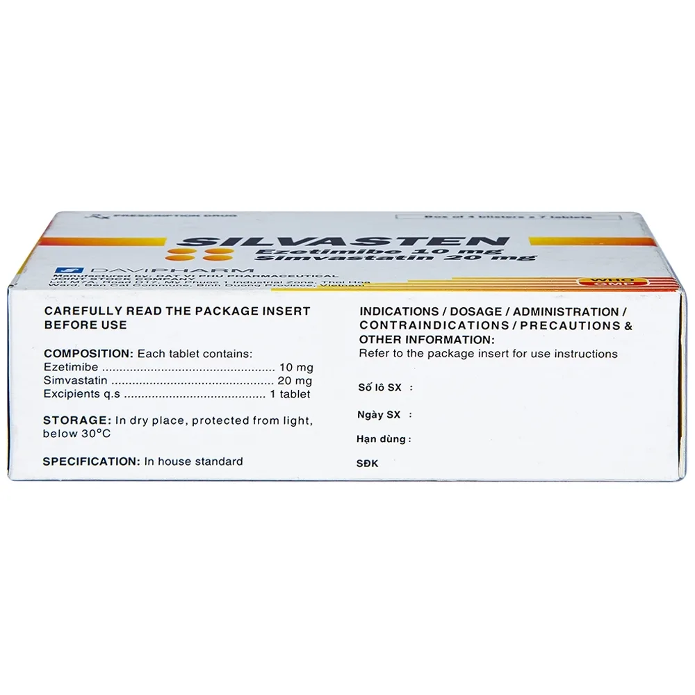 Hình ảnh Thuốc Silvasten Davi Pharm hạ lipid máu (4 vỉ x 7 viên)