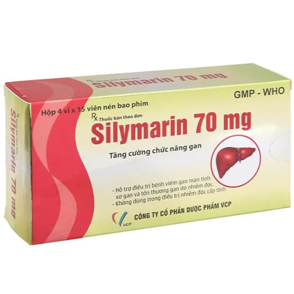 Hình ảnh Thuốc Silymarin 70mg VCP hỗ trợ điều trị bệnh viêm gan mãn tính, xơ gan (4 vỉ x 15 viên)