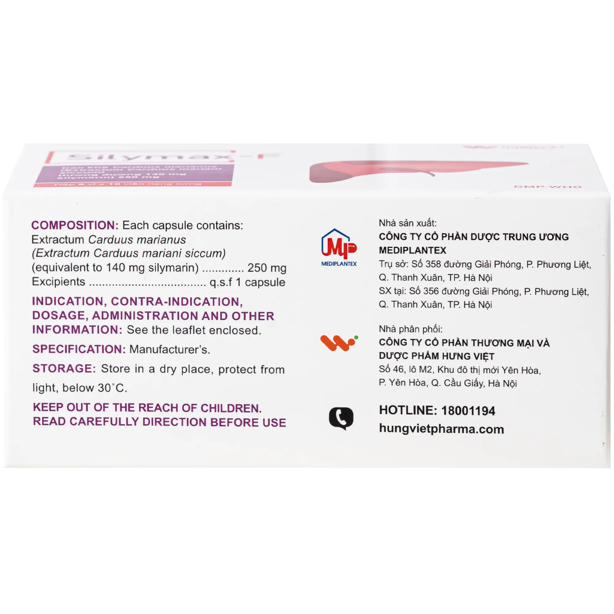 Hình ảnh Thuốc Silymax-F Hưng Việt điều trị viêm gan do virus, xơ gan, gan nhiễm mỡ (6 vỉ x 10 viên)