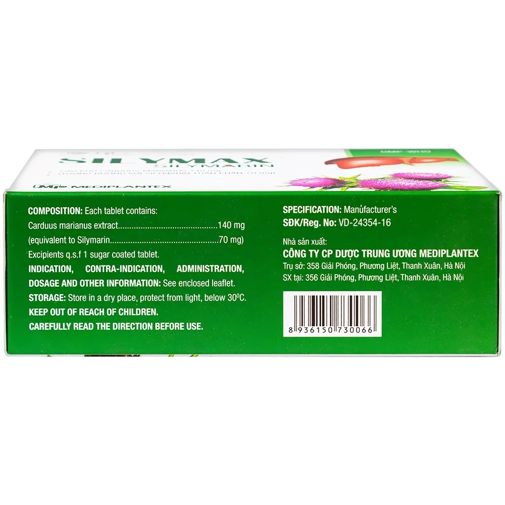 Hình ảnh Thuốc Silymax Silymarin Mediplantex điều trị viêm gan do virus, xơ gan (4 vỉ x 15 viên)