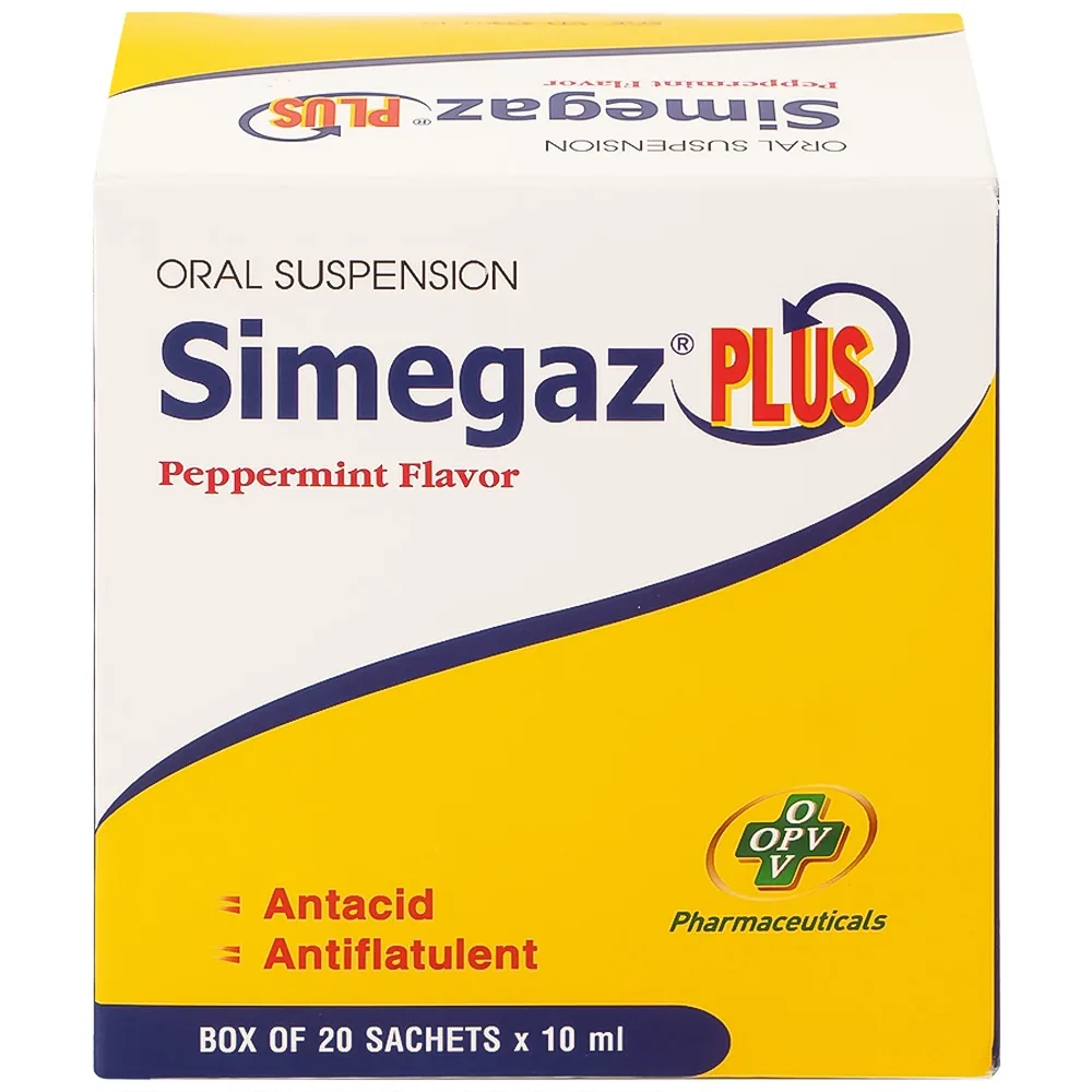 Hình ảnh Hỗn dịch uống Simegaz Plus OPV vị bạc hà, điều trị viêm loét dạ dày , tăng acid dạ dày (20 gói x 10ml)