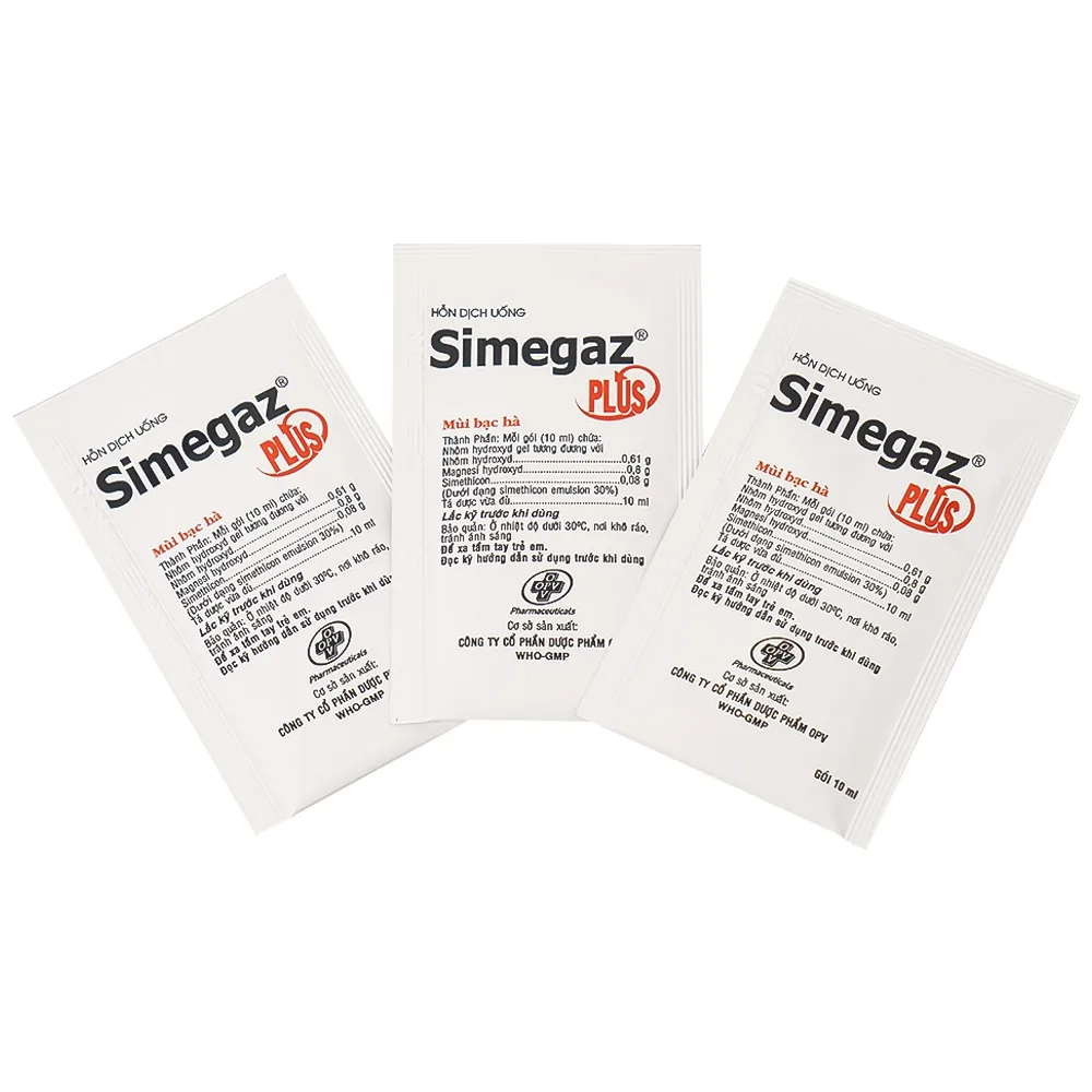 Hình ảnh Hỗn dịch uống Simegaz Plus OPV vị bạc hà, điều trị viêm loét dạ dày , tăng acid dạ dày (20 gói x 10ml)