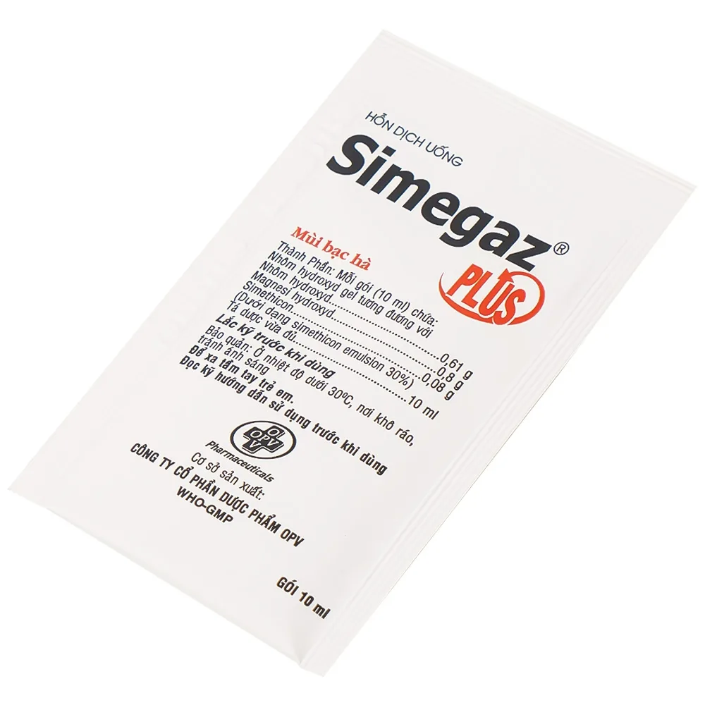 Hình ảnh Hỗn dịch uống Simegaz Plus OPV vị bạc hà, điều trị viêm loét dạ dày , tăng acid dạ dày (20 gói x 10ml)