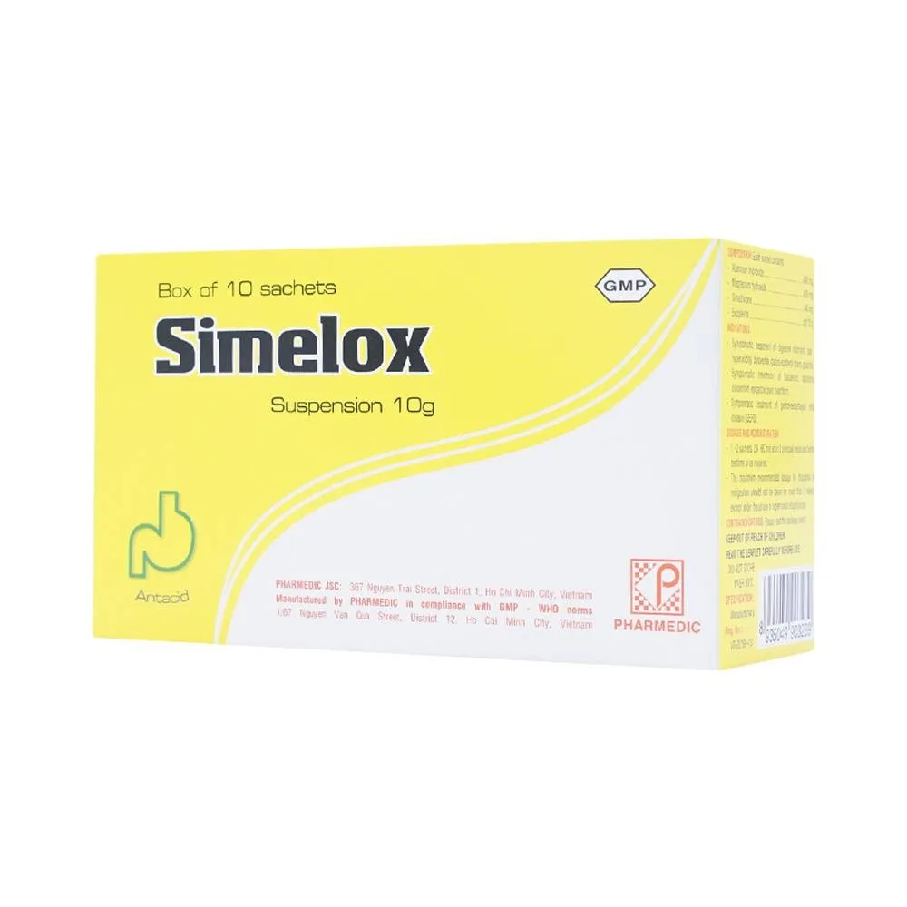Hình ảnh Thuốc Simelox Pharmedic điều trị rối loạn tiêu hóa (10 gói x 10g)
