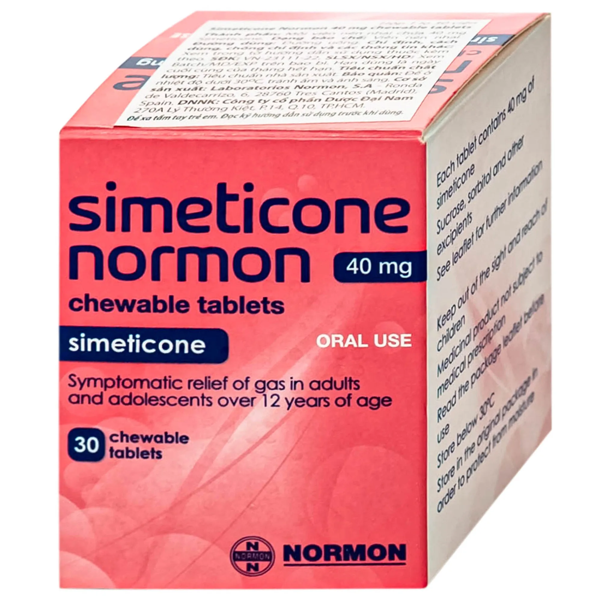 Hình ảnh Viên nhai Simeticone Normon 40mg chống đầy hơi và chướng bụng (Lọ 30V)