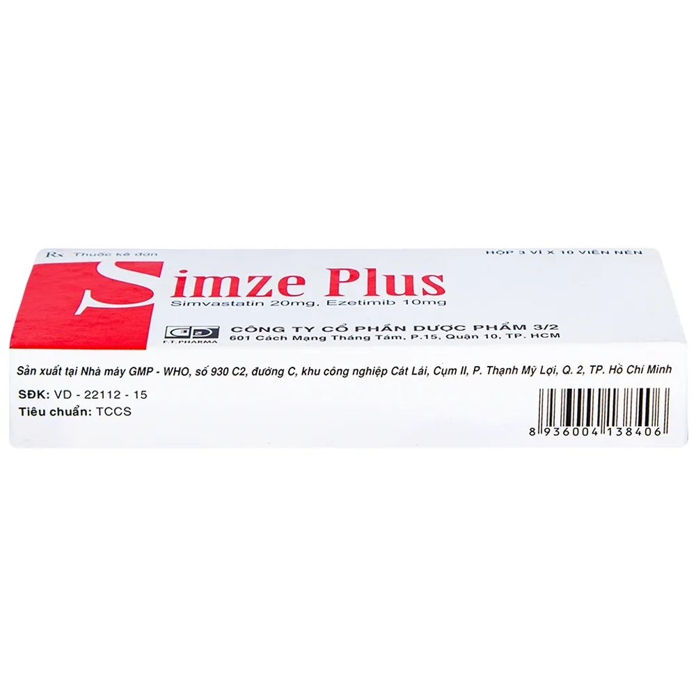 Hình ảnh Thuốc Simze Plus 20mg/10mg Dược 3-2 cải thiện mức độ Cholesterol toàn phần (3 vỉ x 10 viên)
