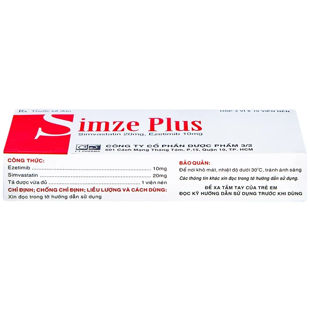 Hình ảnh Thuốc Simze Plus 20mg/10mg Dược 3-2 cải thiện mức độ Cholesterol toàn phần (3 vỉ x 10 viên)