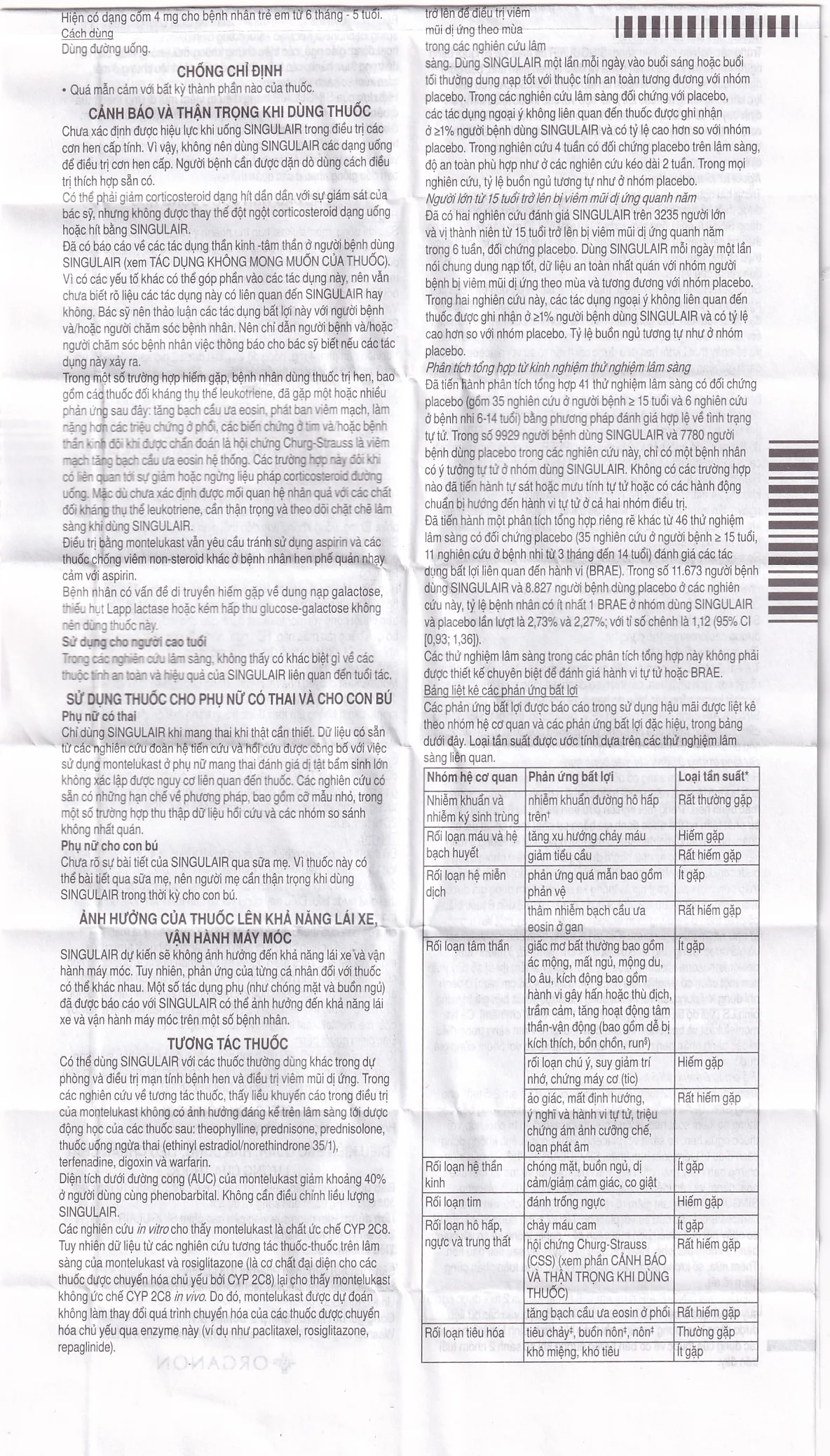Hình ảnh Thuốc Singulair 10mg Organon Pharma điều trị hen dai dẳng từ nhẹ đến trung bình (2 vỉ x 14 viên)