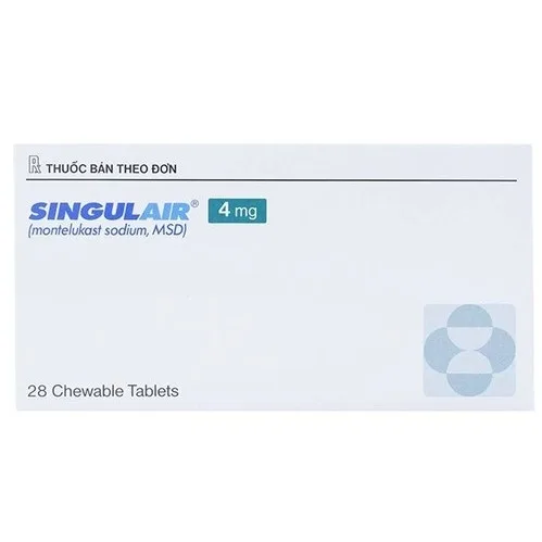 Hình ảnh Viên nhai Singulair 4mg MSD điều trị hen phế quản mạn tính (4 vỉ x 7 viên)