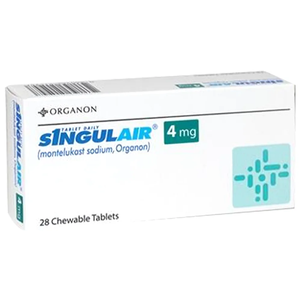 Hình ảnh Thuốc Singulair 4mg Organon dự phòng và điều trị hen phế quản mạn tính (2 vỉ x 14 viên)