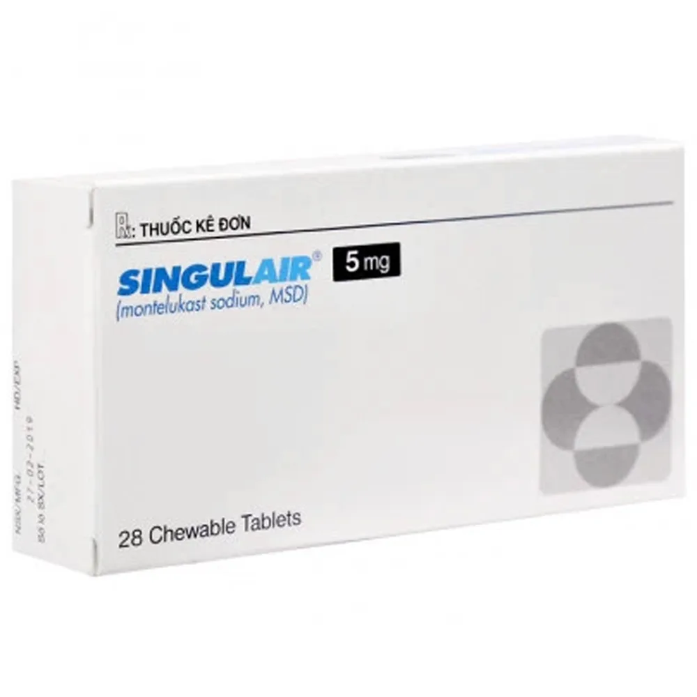 Hình ảnh Thuốc Singulair 5mg Organon dự phòng và điều trị hen phế quản mạn tính (2 vỉ x 14 viên)