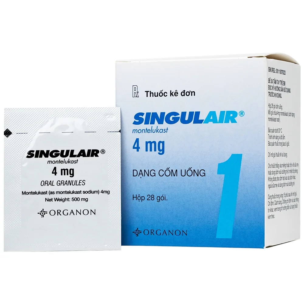 Hình ảnh Thuốc Singulair 4mg Organon phòng và điều trị hen phế quản mạn tính (28 gói)