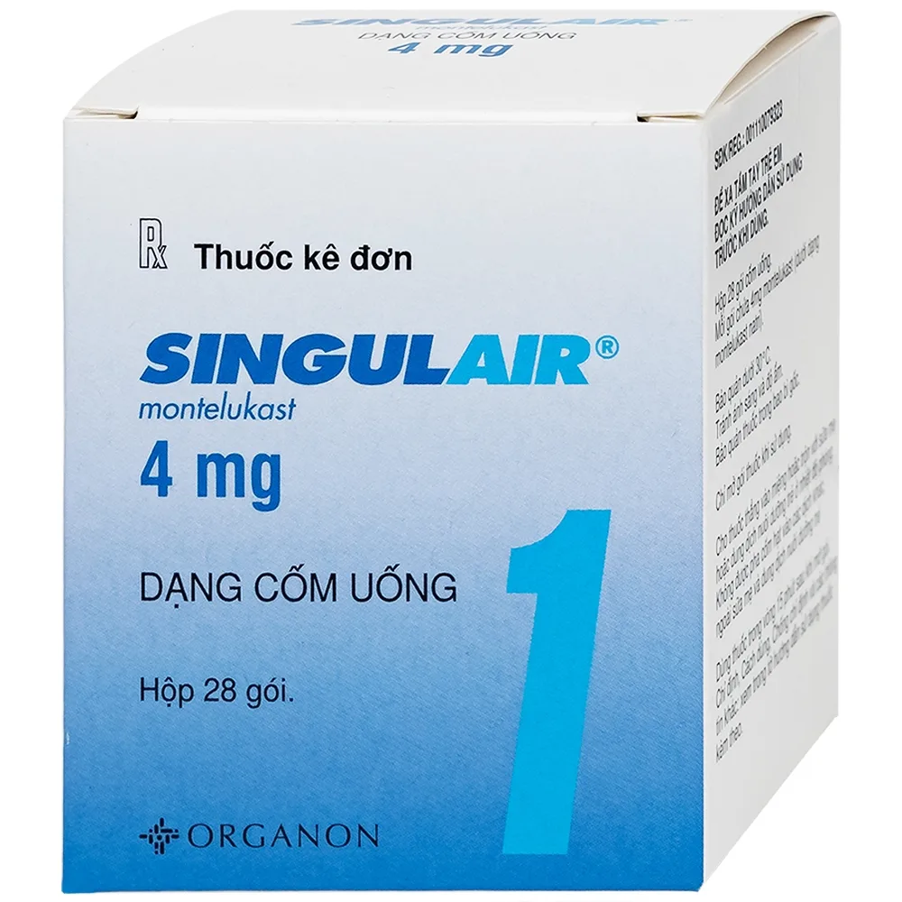 Hình ảnh Thuốc Singulair 4mg Organon phòng và điều trị hen phế quản mạn tính (28 gói)