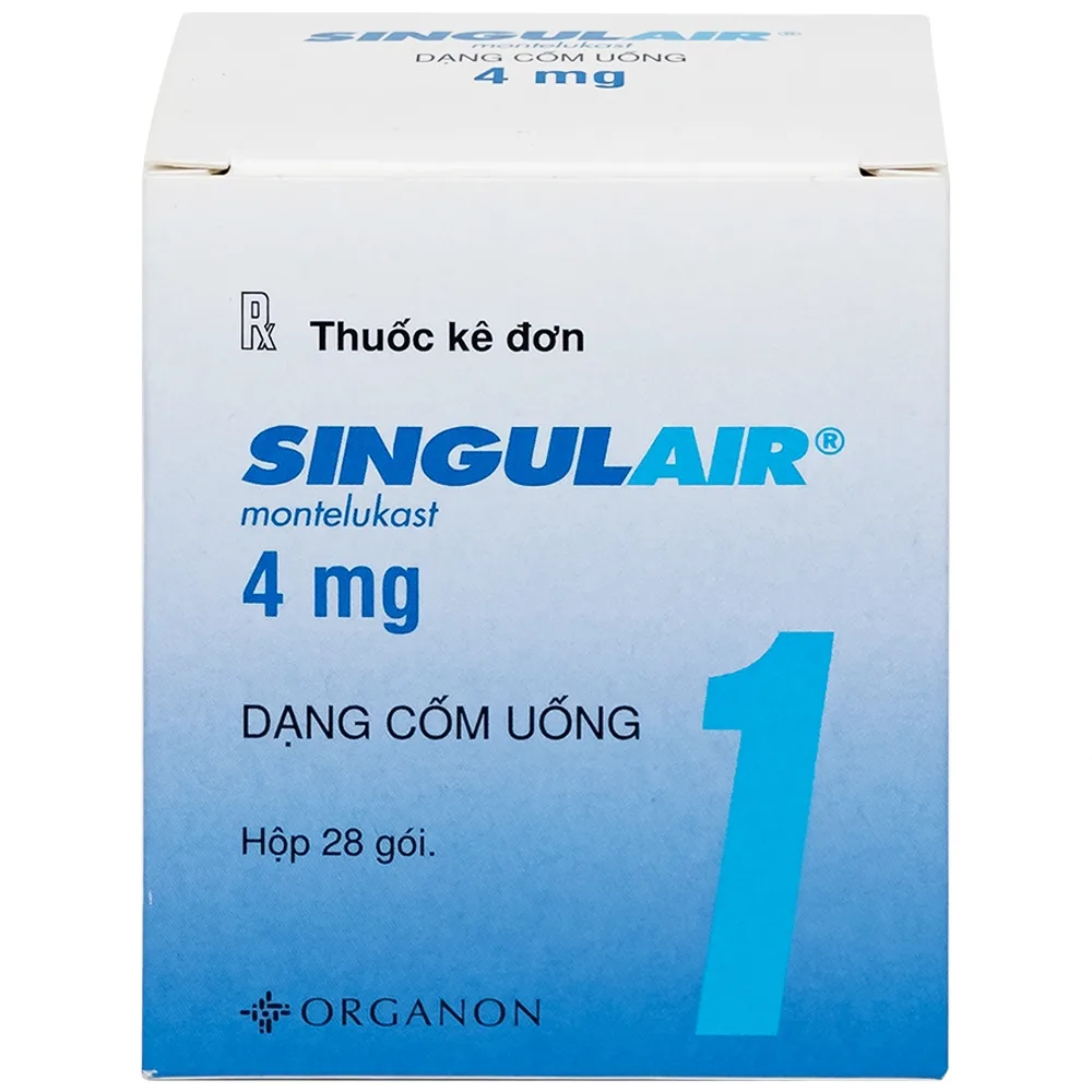 Hình ảnh Thuốc Singulair 4mg Organon phòng và điều trị hen phế quản mạn tính (28 gói)