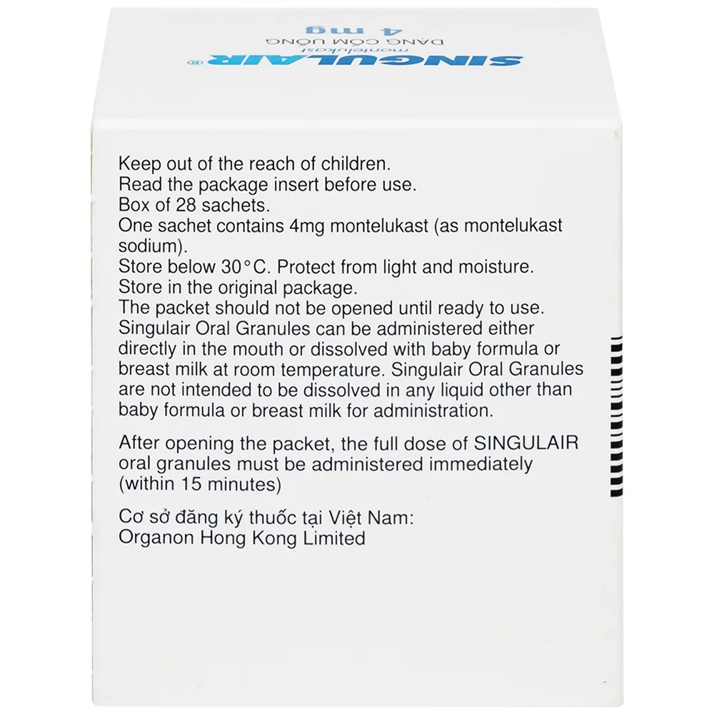 Hình ảnh Thuốc Singulair 4mg Organon phòng và điều trị hen phế quản mạn tính (28 gói)