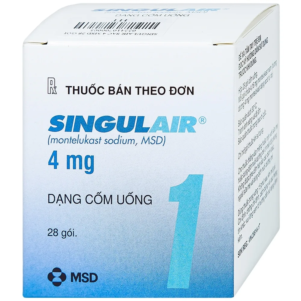 Hình ảnh Cốm Singulair 4mg MSD điều trị hen phế quản mạn tính (28 gói)