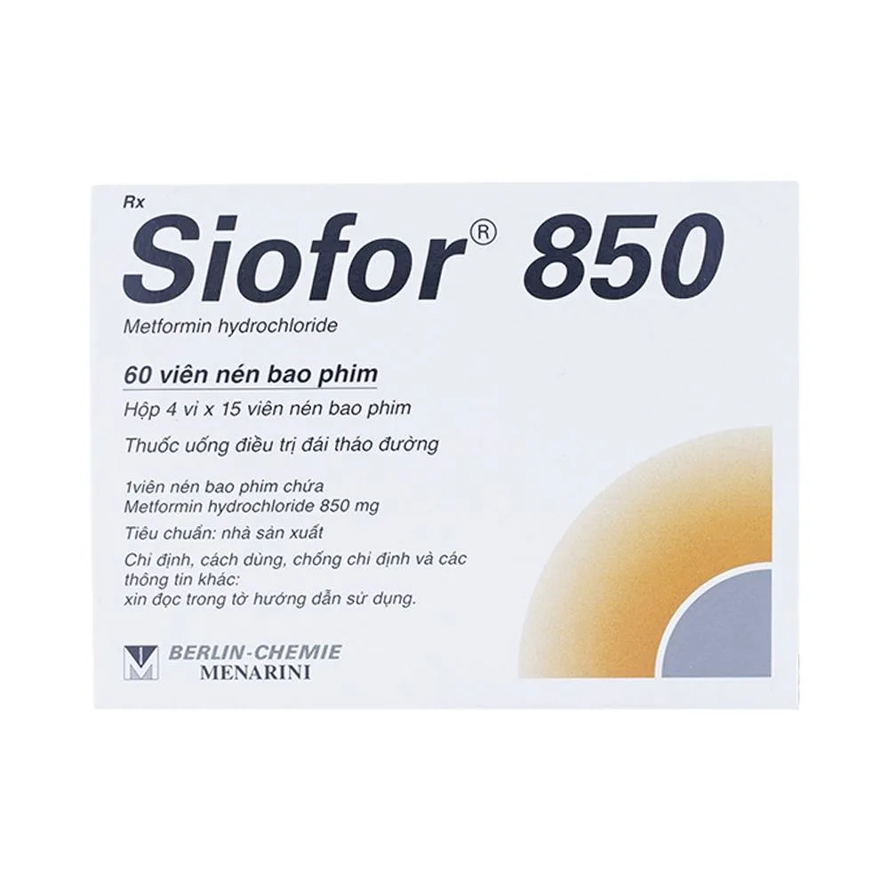 Hình ảnh Thuốc Siofor 850 Berlin điều trị đái tháo đường típ 2 (4 vỉ x 15 viên)