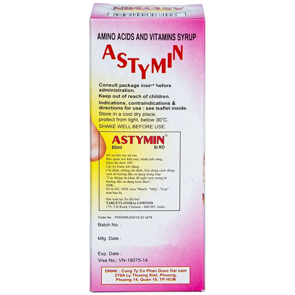 Hình ảnh Siro Astymin Liquid Tablets bổ sung dinh dưỡng cho trẻ em (60ml)
