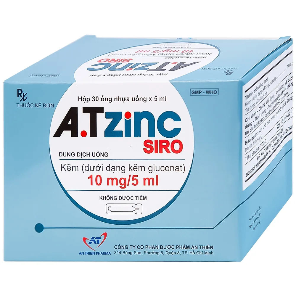 Hình ảnh Siro A.Tzinc 10mg/5ml An Thiên phòng ngừa và điều trị thiếu kẽm (30 ống)