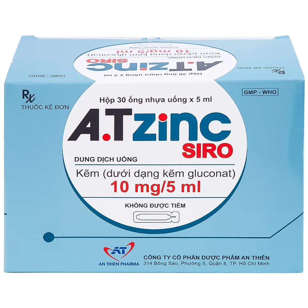 Hình ảnh Siro A.Tzinc 10mg/5ml An Thiên phòng ngừa và điều trị thiếu kẽm (30 ống)