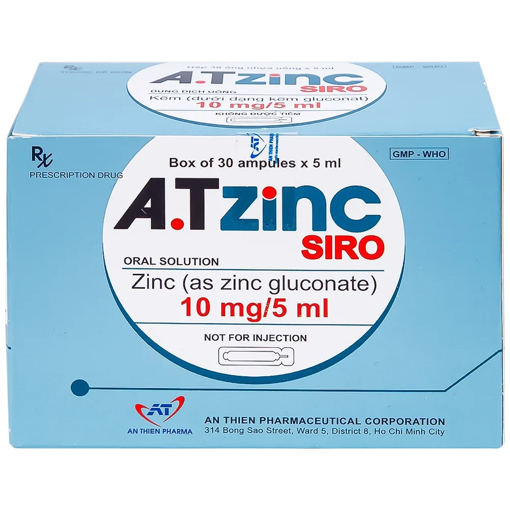 Hình ảnh Siro A.Tzinc 10mg/5ml An Thiên phòng ngừa và điều trị thiếu kẽm (30 ống)