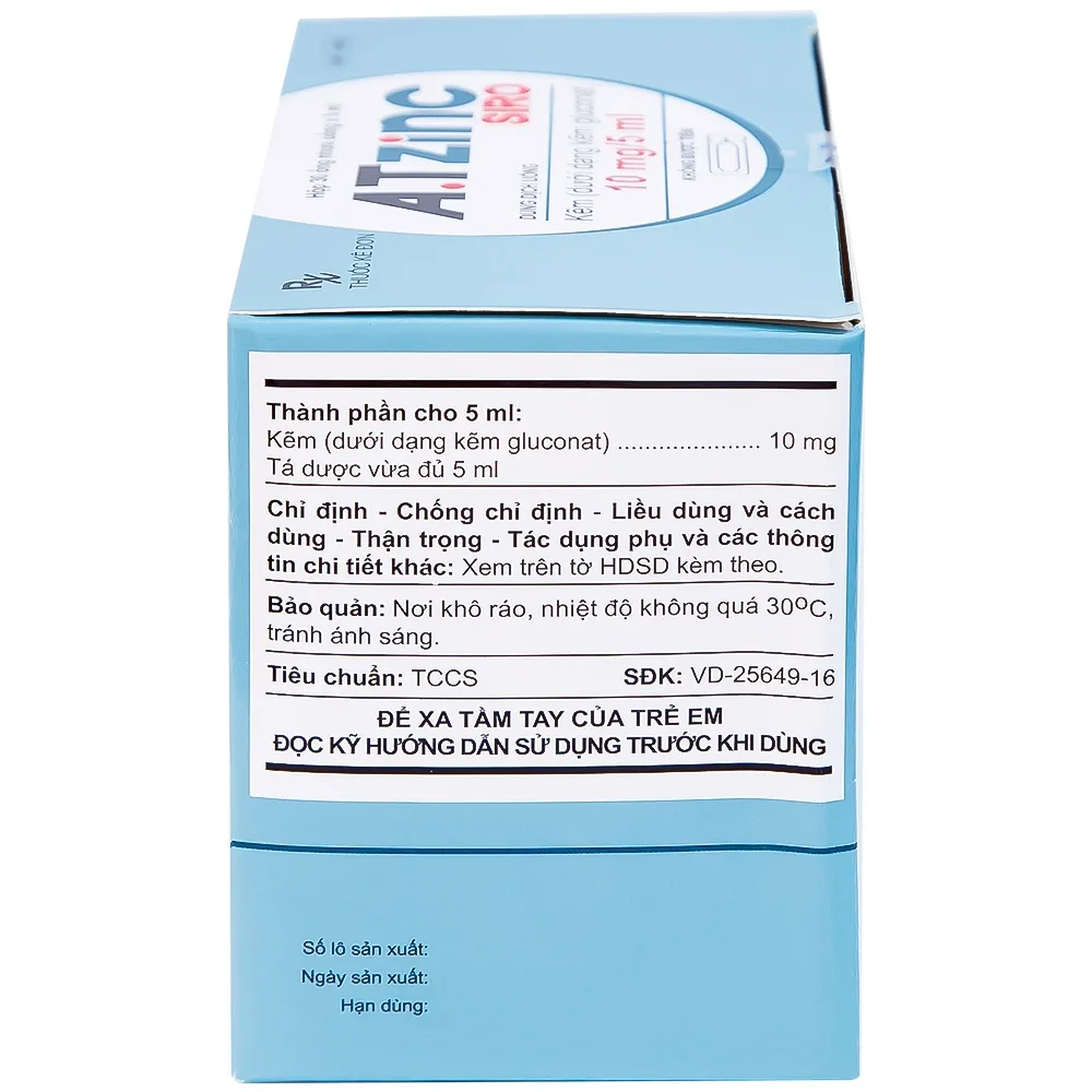 Hình ảnh Siro A.Tzinc 10mg/5ml An Thiên phòng ngừa và điều trị thiếu kẽm (30 ống)