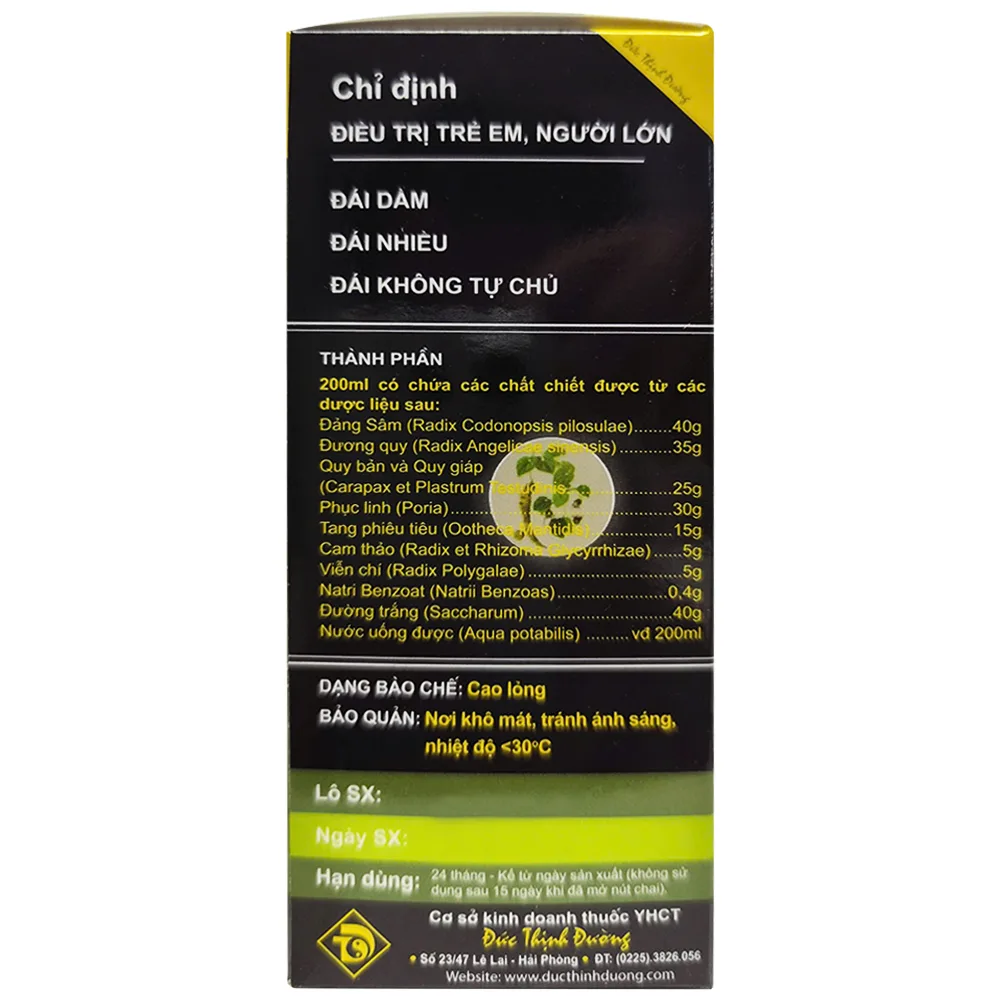 Hình ảnh Thuốc trị Đái Dầm Đức Thịnh điều trị đái dầm, đái nhiều, đái không tự chủ (200ml)