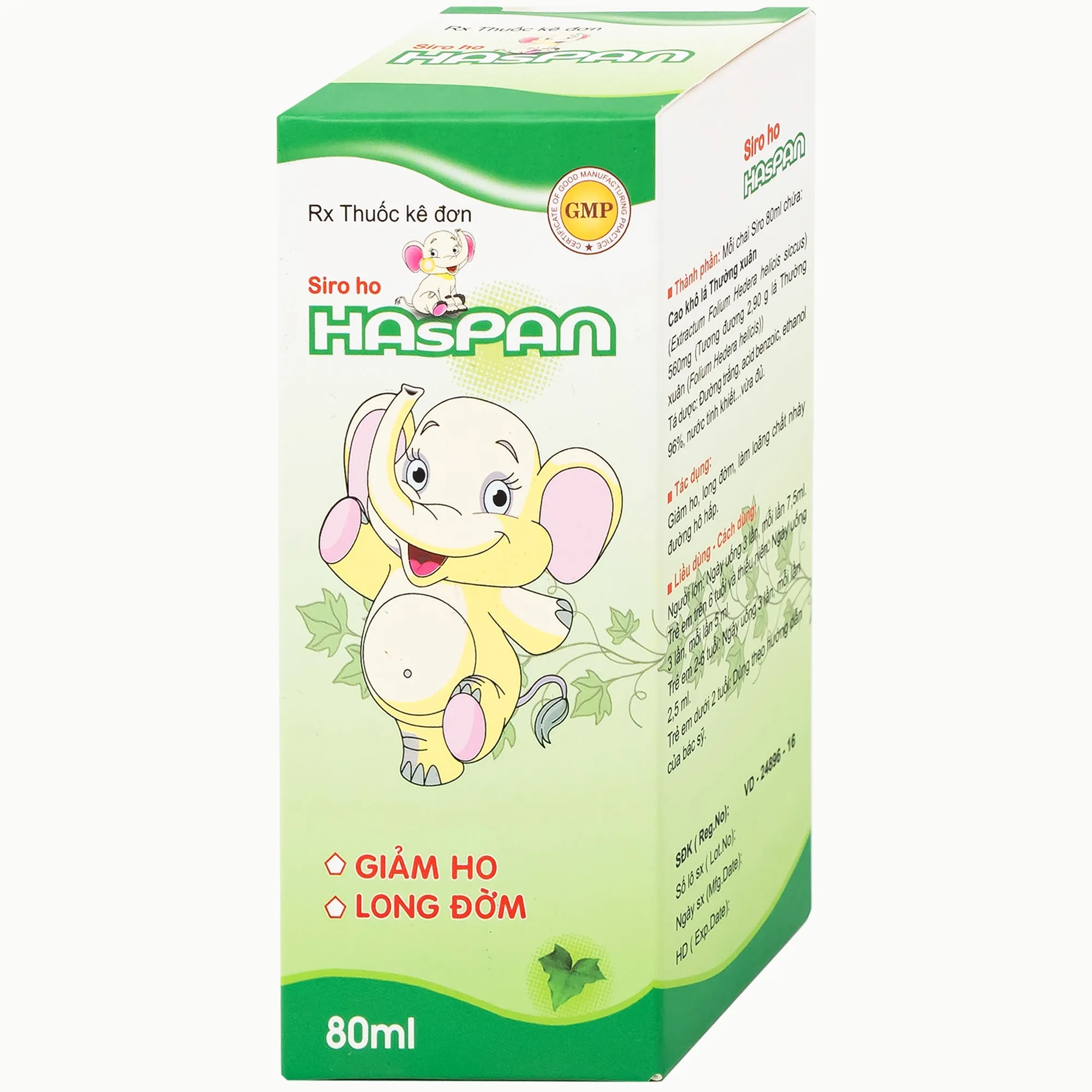 Hình ảnh Siro ho Haspan 80ml giảm ho, long đờm, điều trị viêm đường hô hấp cấp có kèm ho