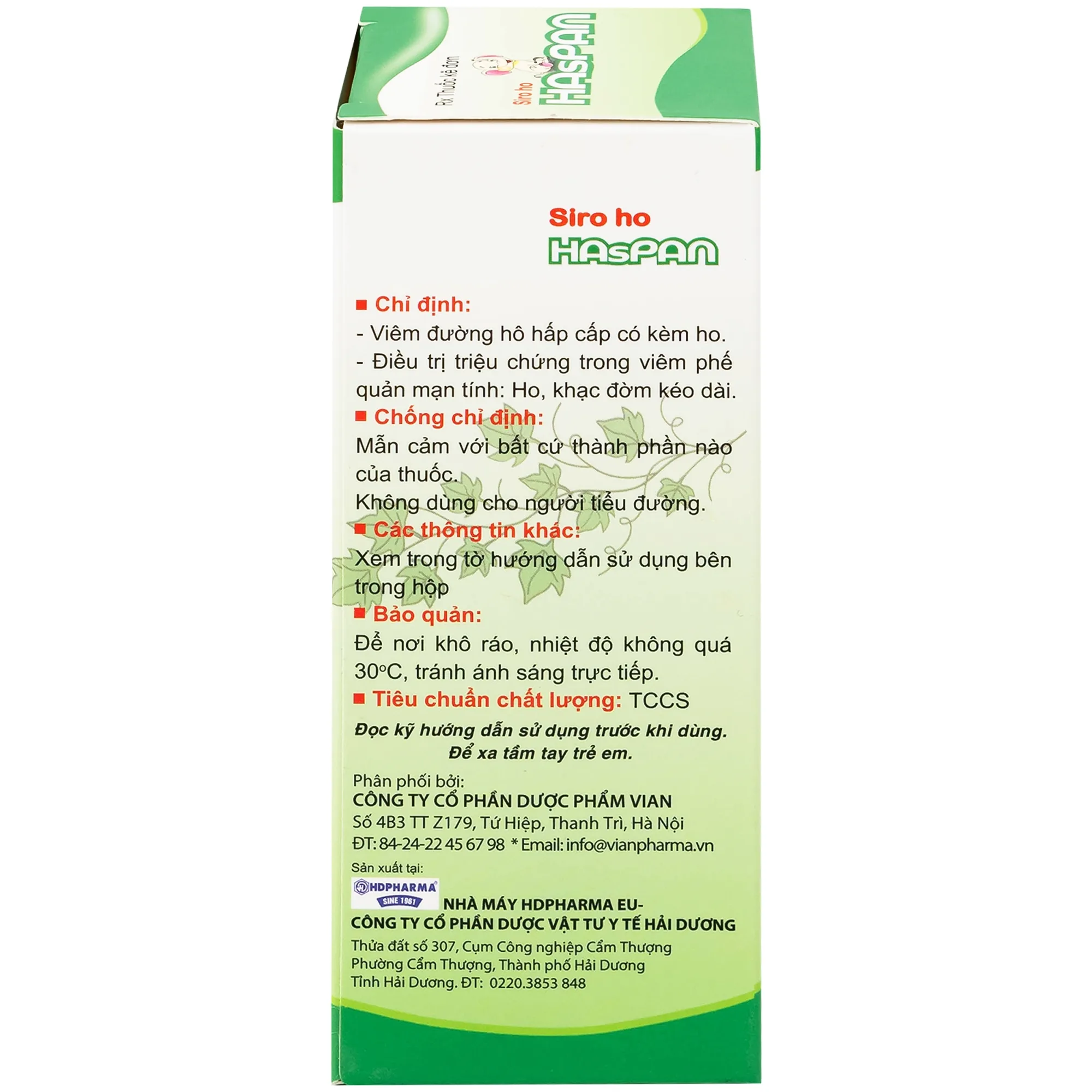 Hình ảnh Siro ho Haspan 80ml giảm ho, long đờm, điều trị viêm đường hô hấp cấp có kèm ho