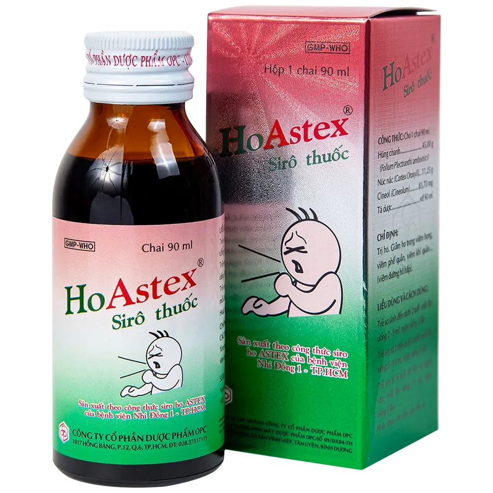 Hình ảnh Siro HoAstex OPC điều trị ho, giảm ho trong viêm họng, viêm phế quản (90ml)