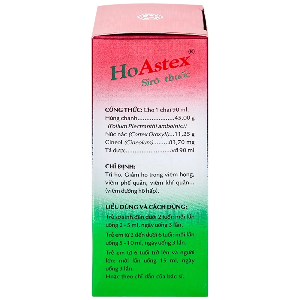 Hình ảnh Siro HoAstex OPC điều trị ho, giảm ho trong viêm họng, viêm phế quản (90ml)