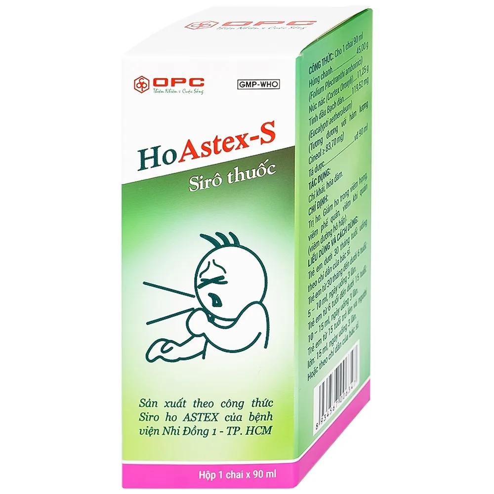 Hình ảnh Siro HoAstex 90ml OPC dùng trị ho, giảm ho trong viêm họng, viêm phế quản