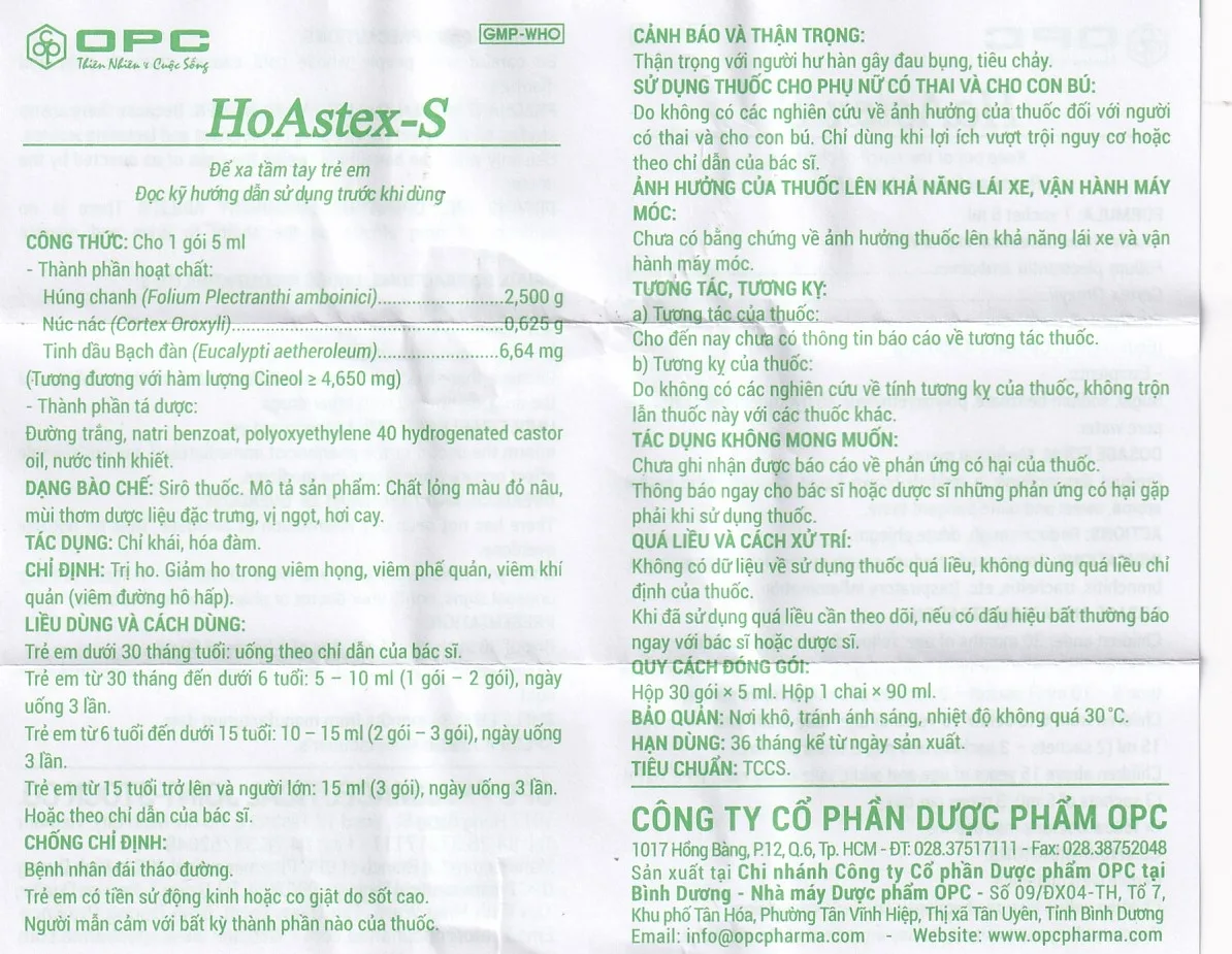 Hình ảnh Siro HoAstex 90ml OPC dùng trị ho, giảm ho trong viêm họng, viêm phế quản