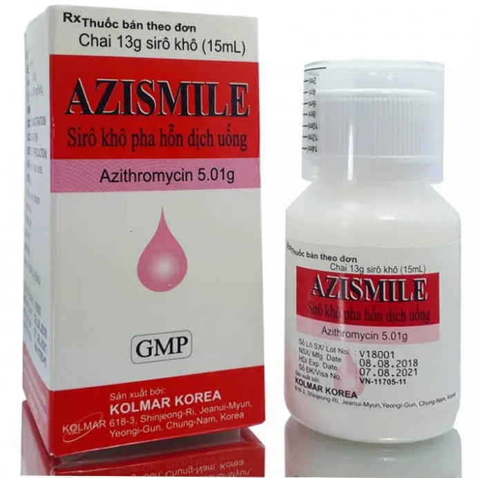 Hình ảnh Siro khô pha hỗn dịch uống Azismile 5.01g Kolmar điều trị nhiễm khuẩn (15ml)