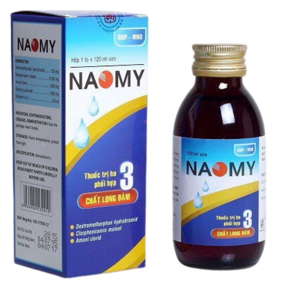 Hình ảnh Siro Naomy TW3 giảm các triệu chứng ho do cảm lạnh, cảm cúm, họ khan, họ dị ứng (60ml)