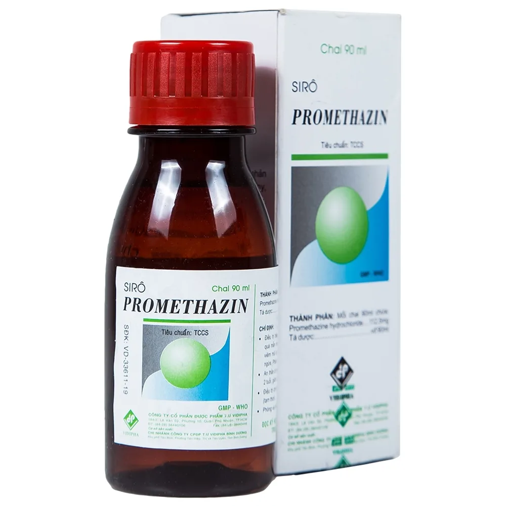 Hình ảnh Siro Promethazin Vidipha điều trị mày đay, phù mạch, viêm mũi dị ứng (90ml)