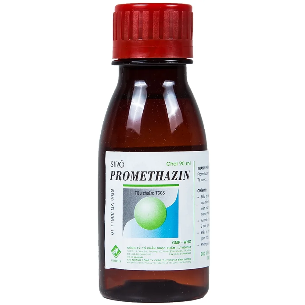 Hình ảnh Siro Promethazin Vidipha điều trị mày đay, phù mạch, viêm mũi dị ứng (90ml)