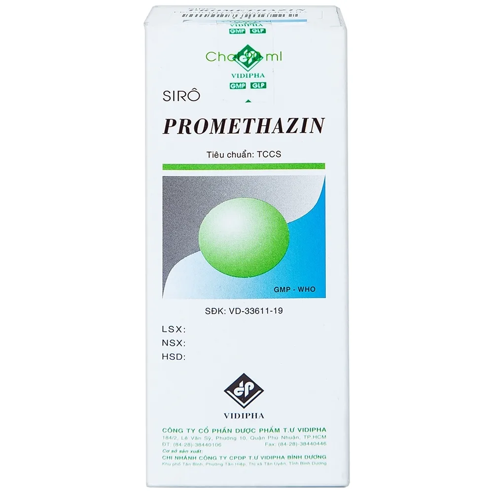 Hình ảnh Siro Promethazin Vidipha điều trị mày đay, phù mạch, viêm mũi dị ứng (90ml)