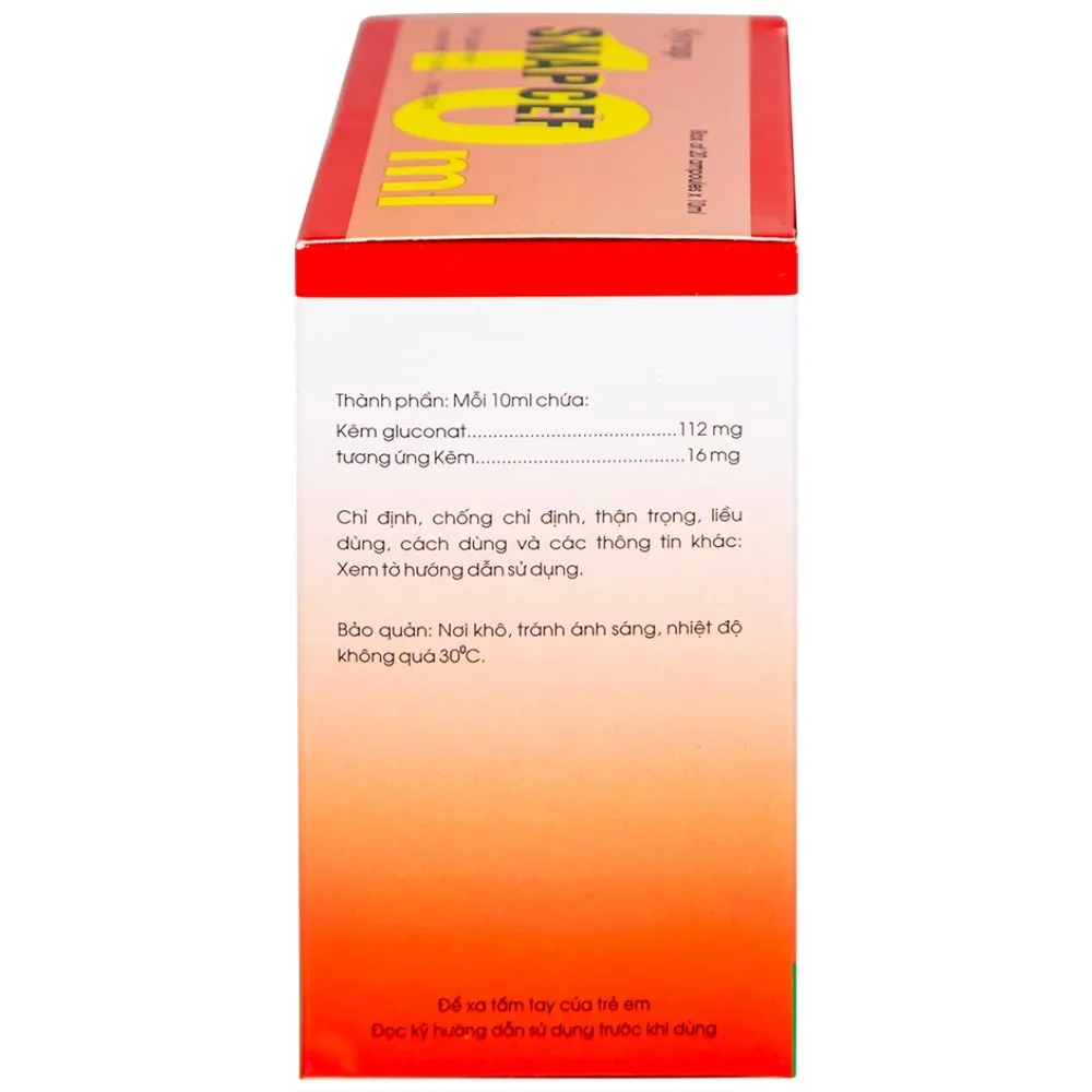 Hình ảnh Siro Snapcef 16mg/10ml Hải Dương bổ sung kẽm, tăng cường sức đề kháng (20 ống x 10ml) 