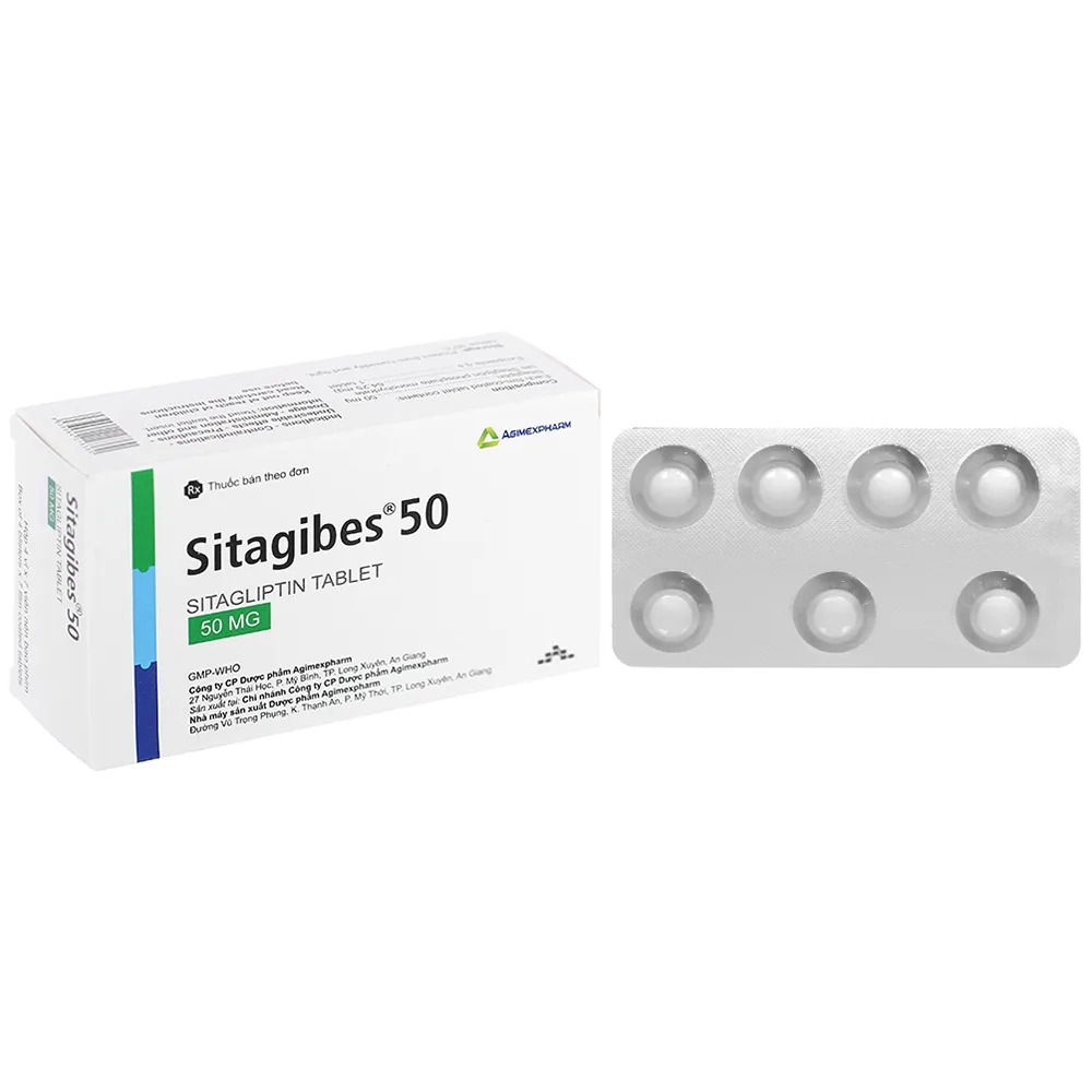 Hình ảnh Thuốc Sitagibes 50 Agimexpharm điều trị đái tháo đường típ 2 (4 vỉ x 7 viên)