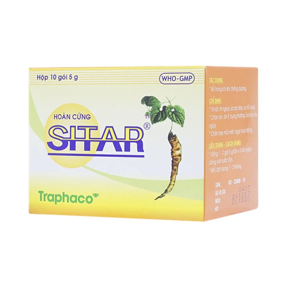 Hình ảnh Thuốc Hoàn Cứng Sitar Traphaco điều trị trĩ nội, trĩ ngoại (10 gói)