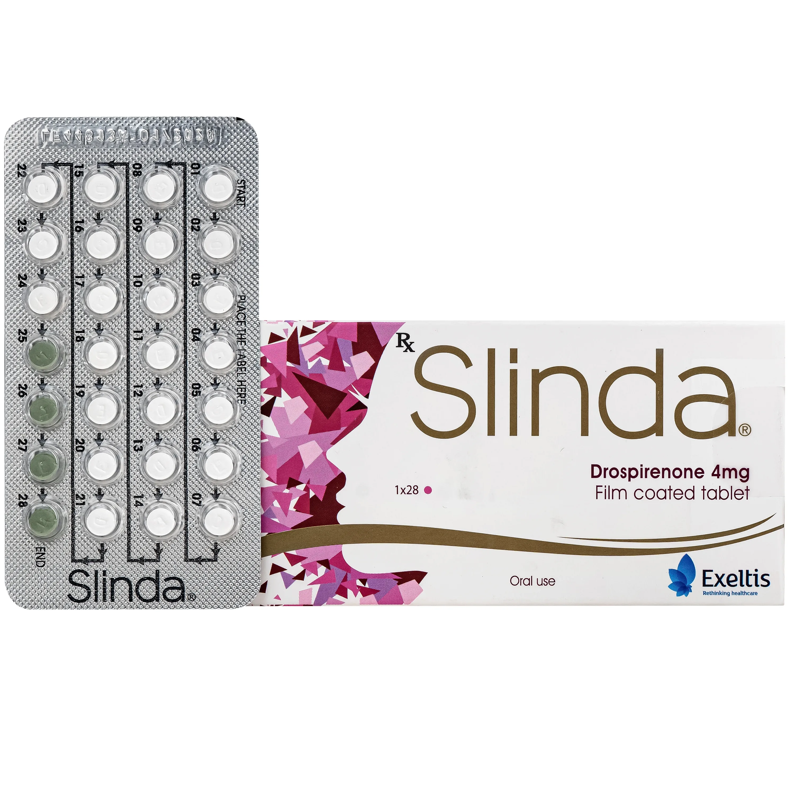 Hình ảnh Thuốc ngừa thai hàng ngày Slinda 4mg Exeltis không chứa estrogen, dùng được cho phụ nữ cho con bú (1 vỉ x 28 viên)